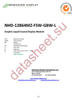 NHD-12864MZ-FSW-GBW-L datasheet  